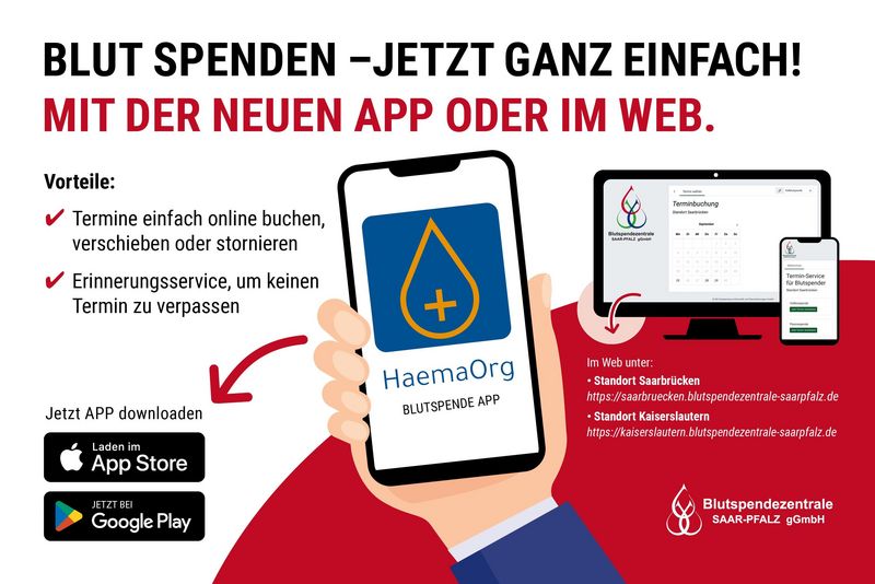 Blutspendetermine per App oder im Web buchen